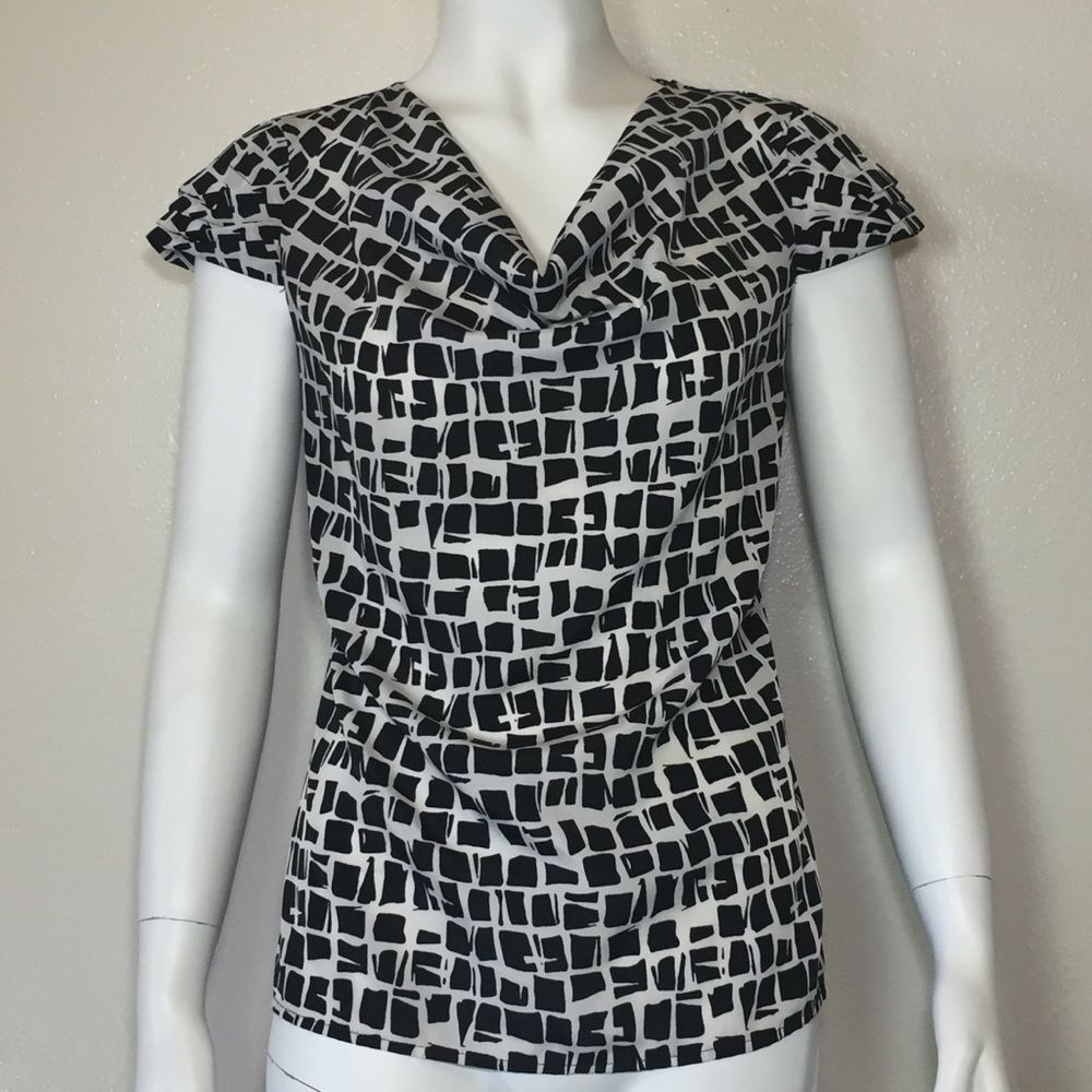 Merona black and white career top